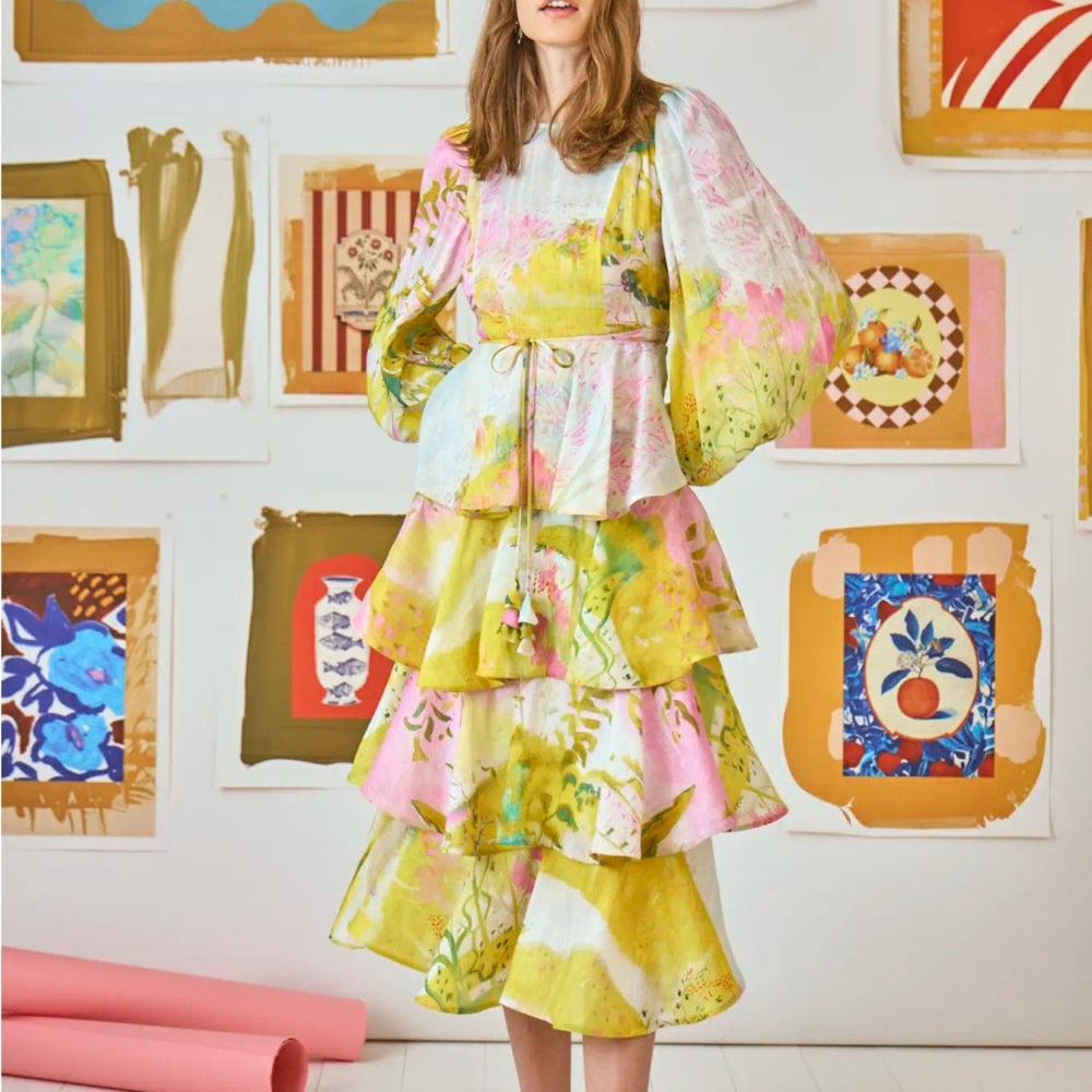 Hunter Bell Chelsea Floral Tiered Dress with Belt